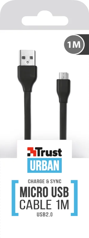 Кабель 20135 Trust MICRO-USB 1м плоский чёрный