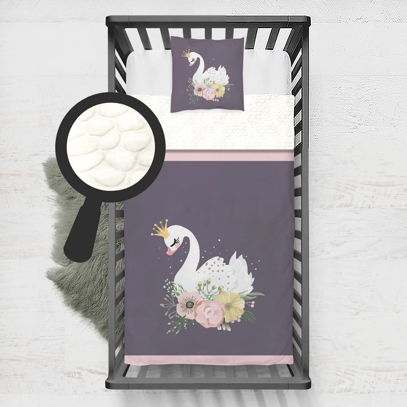 Coperta Per Bambini Minky Coperte Super Morbide E Calde Bambini Per Divano E Letto Piccola Principessa Nobile Fiore Cigno Modello 064