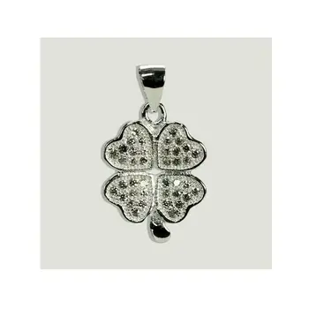 

Pendant 4 leaf Clover 3,5 cm with zircons plus necklace and organza bag