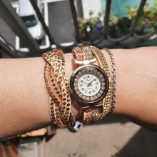 Relojes de pulsera de cuarzo con diamantes de imitación para mujer, pulsera de lujo con correa de cuero