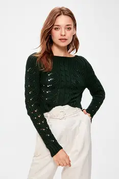 

Trendyol Green Braided Crop Sweater Sweater TWOAW20KZ0572