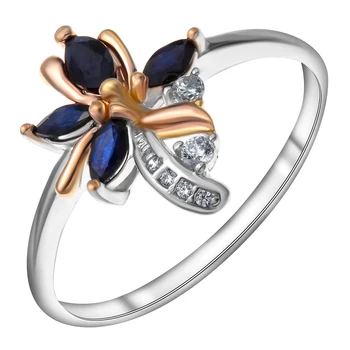 

Ring of silver with sapphire Nat. (U) and cubic zirconia