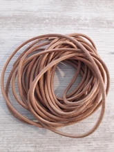 Cordón de cuero auténtico para pulsera, cordón redondo de 5 metros de Color Natural para collar, joyería, 1/1, 5, 2 y 3mm de diámetro