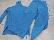 Women Tracksuit Pants Pullovers Sweater-Set Spring Wide-Legs Warm Turtleneck Autumn JXMYY