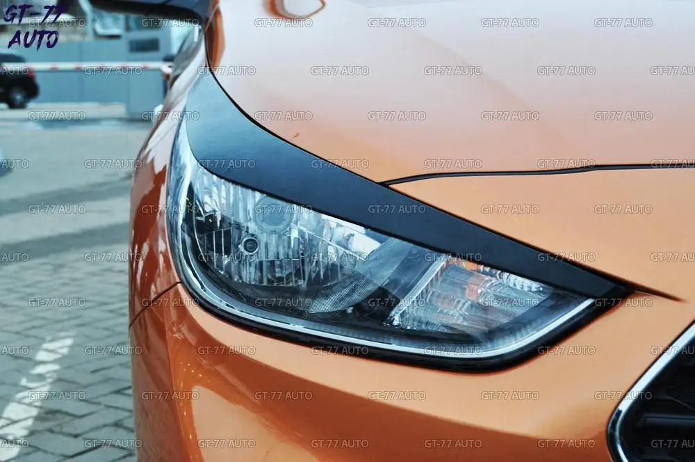 Накладки для бровей на фары для Hyundai Solaris-Модель B широкие реснички 1 комплект/2 шт Материал ABS пластик Стайлинг tuni