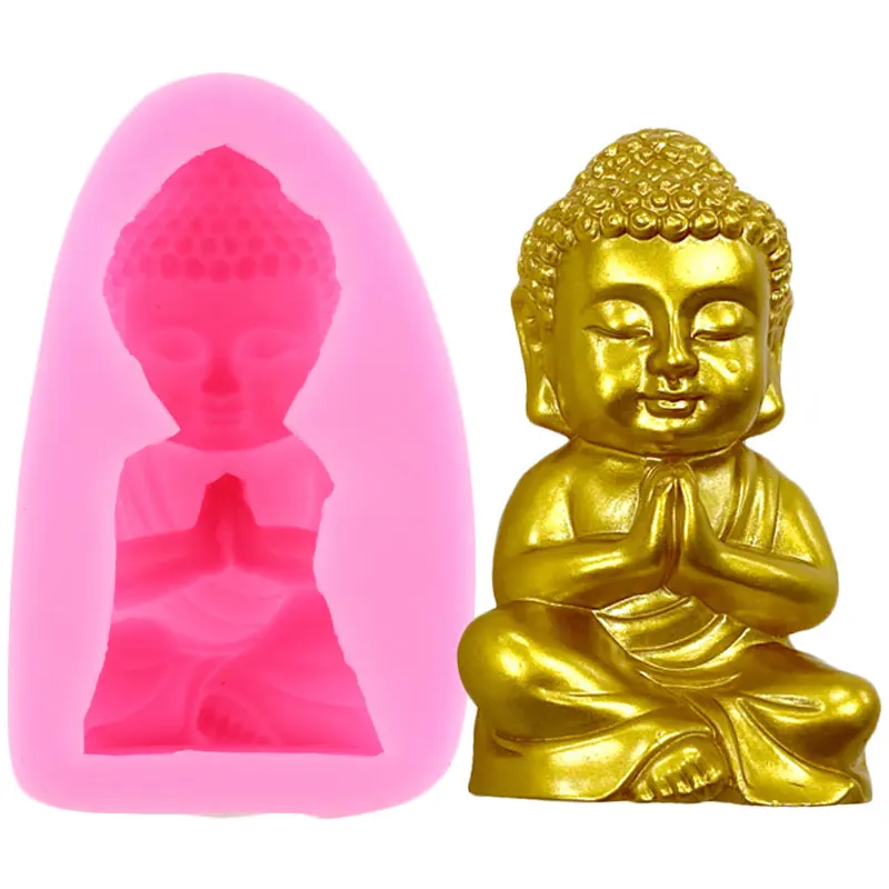 R1007 Maitreya Buddha Design Resin Clay Crafts Forms 3D Salt Carving Soap Molds 