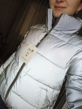 Puffer Jackets Coat Streetwear Reflective Women Winter Warm Night No AS262 Loose Fluorescent