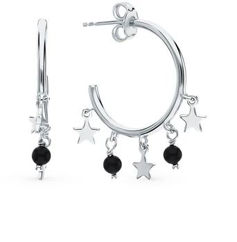 

Silver earrings with agate sunlight sample 925