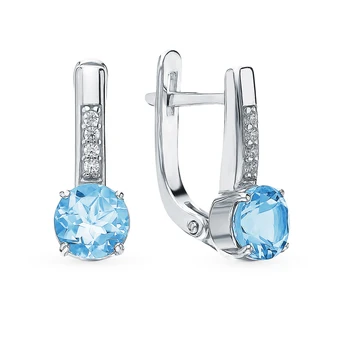 

Silver earrings with Topaz and cubic zirconia sunlight sample 925