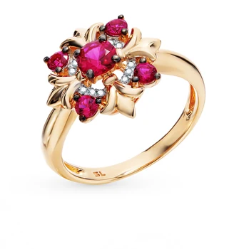 

Gold ring with rubies and diamonds sunlight sample 585