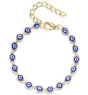 Rinhoo-pulsera de eslabones con colgante de ojo malvado para hombre y mujer, brazalete con diamantes de imitación, diseño Vintage, hecho a mano