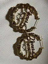 Pendientes de aro de bambú personalizados, joyería de estilo bambú con palabras llamativas, Sexy, 45mm-90mm