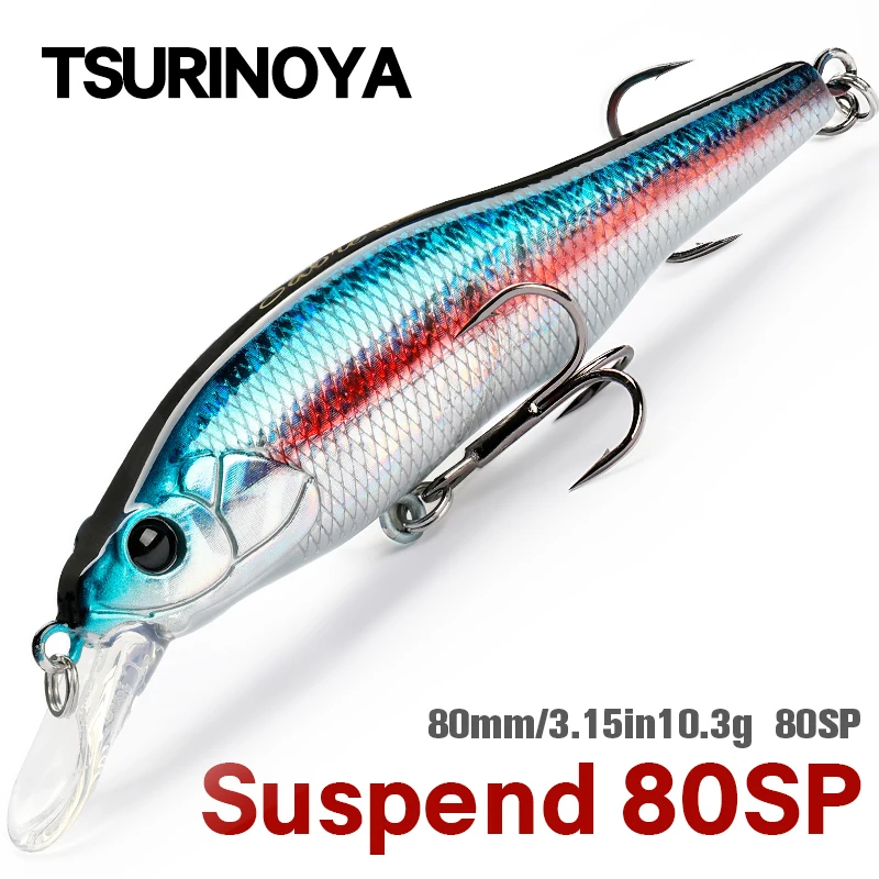 

TSURINOYA 80SP Suspending Minnow 80mm 10.3g Fishing Lure Sabre Long Casting Artificial Hard Bait Professional Bass Pike Jerkbait