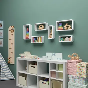 

Set wall racks, set of 3 floating shelves Cube Weight Capacity 15 kg, 44/39/34 cm, White LWS97W