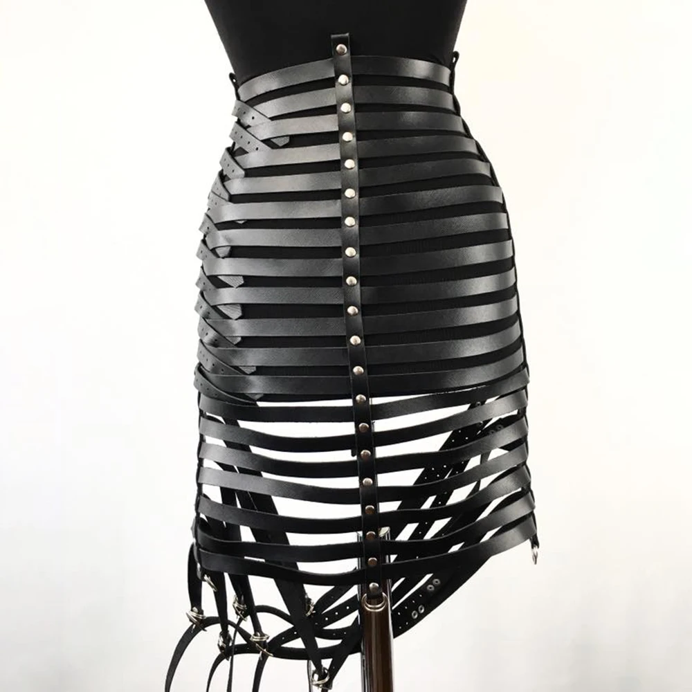 

Sexy Gothic Leather Suspenders Bondage Straps Stocking Body Lingerie Fashion Women Leather Harness Underwear Garter Belt