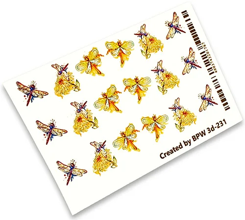 Slider design 3D glass Dragonfly BPW. style water nail sticker 3d231 | Красота и здоровье