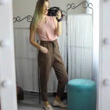 Womens Pants Trousers Harem Woolen Black High-Waist Winter Plus-Size Warm LYZCR Ankle-Length