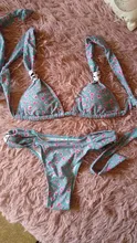 Miyouj-Bikinis con estampado azul Vintage para mujer, traje de baño de banda, bañador de lazo para mujer, conjunto de Bikini con cordón 2020