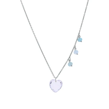 

Silver necklace with aquamarine and cubic zirconia sunlight sample 925
