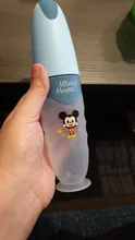Disney-cuchara para pasta de arroz para bebé, botella de leche de silicona suave, suplemento de alimentos para bebés, artefacto para apretar, cuchara para arroz y fideos