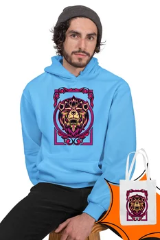 

Angemiel Wear Framed Lion Blue Men 'S Hooded Sweatshirt Bags Kombin