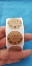 Pegatinas de papel Kraft Natural hechas a mano para embalaje, sello de Gracias pegatina, papelería, 500 Uds.