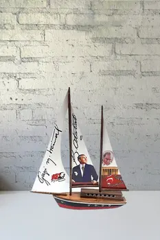 

Angemiel Gift Decorative Ataturk Themed Sailboat candle 41x33 Large Ship Scale Model