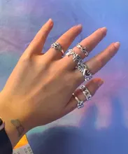 Sindlan-anillo gótico de plata para mujer, Set de 6 uds. De Anillos con diseño de corazón Punk, mariposa, Cupido, joyería femenina