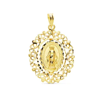 

Medal 18k gold Miraculous Virgin 27mm. Edge reasons carved [AC1015]