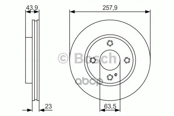 Диск Тормозной Передн Ford: Fiesta Vi/Fiesta Vi Van 1.0-1.6 08- Bosch арт. 0986479S38