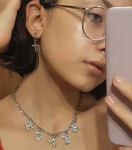 Pendientes Piercing falsos de acero inoxidable para mujer y hombre, pendientes sin perforación, Cruz, gótico, Punk, Rock, 1 unidad