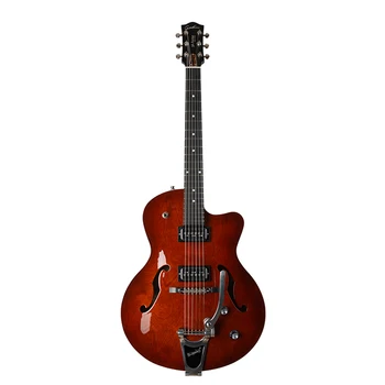 

047819 5th Ave uptown T-Armond Havana burst electric guitar arctop, with case, Godin