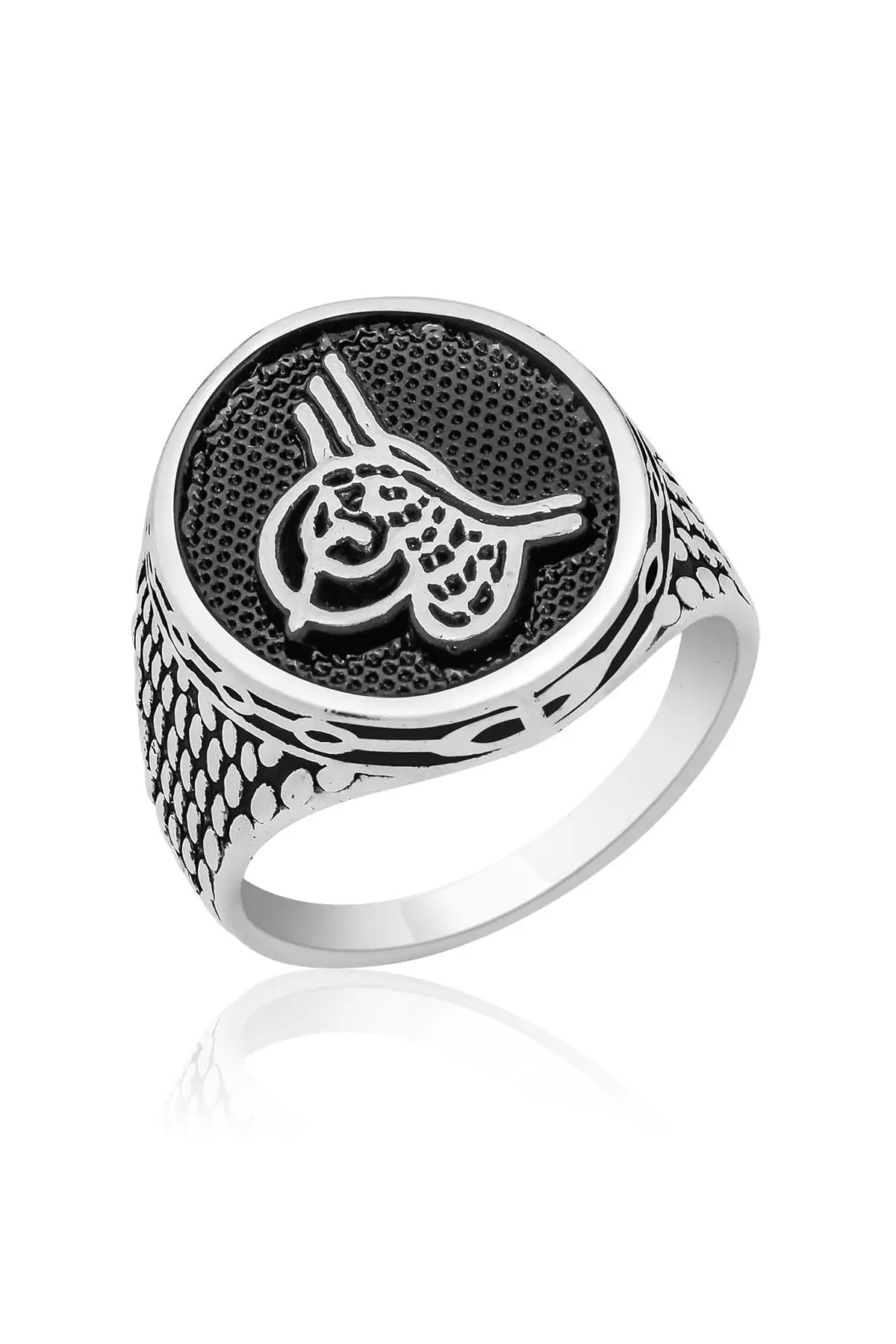 Silver Plated Ottoman Tuğralı Male Ring Eng5858113 Turkish Bayragi State Armasi Padisah Imzasi Seal Justice Ottoman Kayi Length