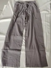 Pantalones de algodón para mujer, pantalón harén de cintura alta, holgado, suave, blanco, azul, informal, para verano, 2021