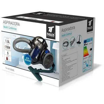 

Thulos Aspiradora dual cyclone sin bolsa 700W, Tecnología-Multi filtración 1,5L. Sistema de filtración ciclónico