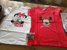 Camisetas con estampado de ratón de Minnie para mujer, camisetas informales de manga corta para niñas pequeñas, ropa a juego familiar de marca de verano