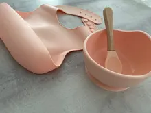 Juego de alimentación de babero de silicona para bebé, vajilla portátil de silicona antideslizante, cuchara impermeable, 1 Juego