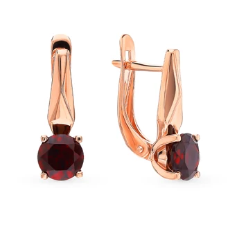 

Gold earrings with Garnet sunlight sample 585