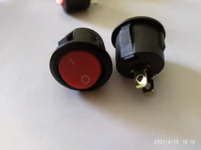 Rocker-Switches Round ON-OFF Black White Mini KCD1-105 6pcs 20mm-Diameter 2-Pin Red