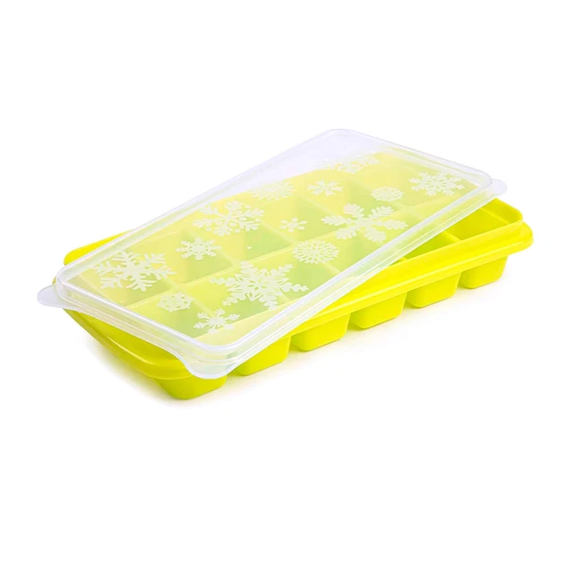 Square shaped ice cube making mold, cubicle, tray with lid decorated with  snowflake for freezer - AliExpress