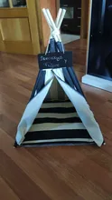 Pet Teepee Dog & Cat Bed White Canvas Dog Cute House-Portable Washable Dog Tents 