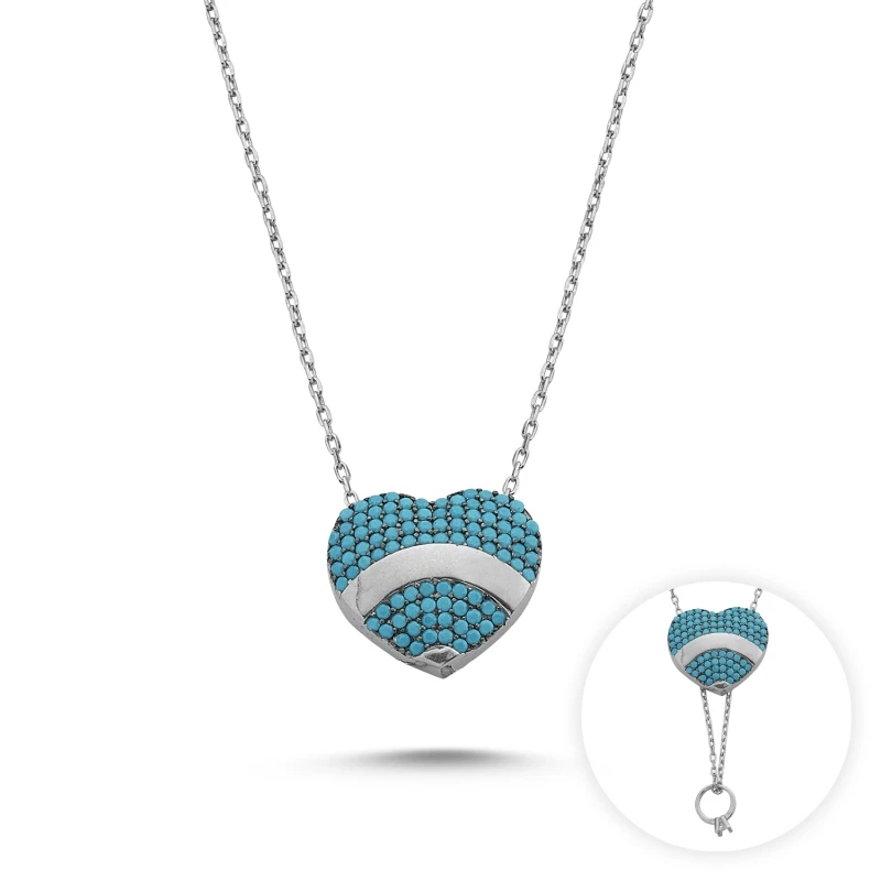 

Armagano Zircon Inside Engagement Secret Heart Necklace