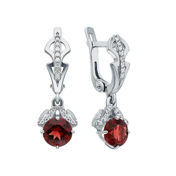 

Silver earrings with cubic zirconia and Garnet sunlight sample 925