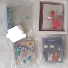 MINKYS-Mini cuaderno Kawaii de bolsillo, diario de hojas sueltas, libro de Agenda, regalo de cumpleaños, conjunto de papelería escolar coreana, 3 anillos