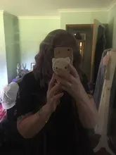 AISI QUEENS corto marrón peluca pelucas sintéticas con flequillo para las mujeres púrpura de la onda de agua Natural Bob pelucas resistente al calor falso pelo