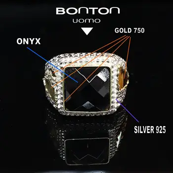 

RING MAN HANDMADE SILVER 925 INSERTS AND GOLD BEZEL 750.ONYX