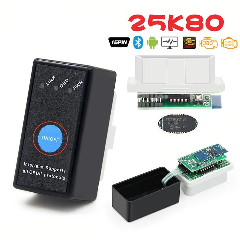 

ELM327 V1.5 PIC18F25K80 чип Bluetooth OBD2 J1850 elm327 v1.5 с кнопкой переключения питания OBDII ELM 327 диагностический инструмент сканер