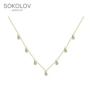 

Necklace Sokolov made of gilded silver with cubic zirconia, fashion jewelry, 925, women's male