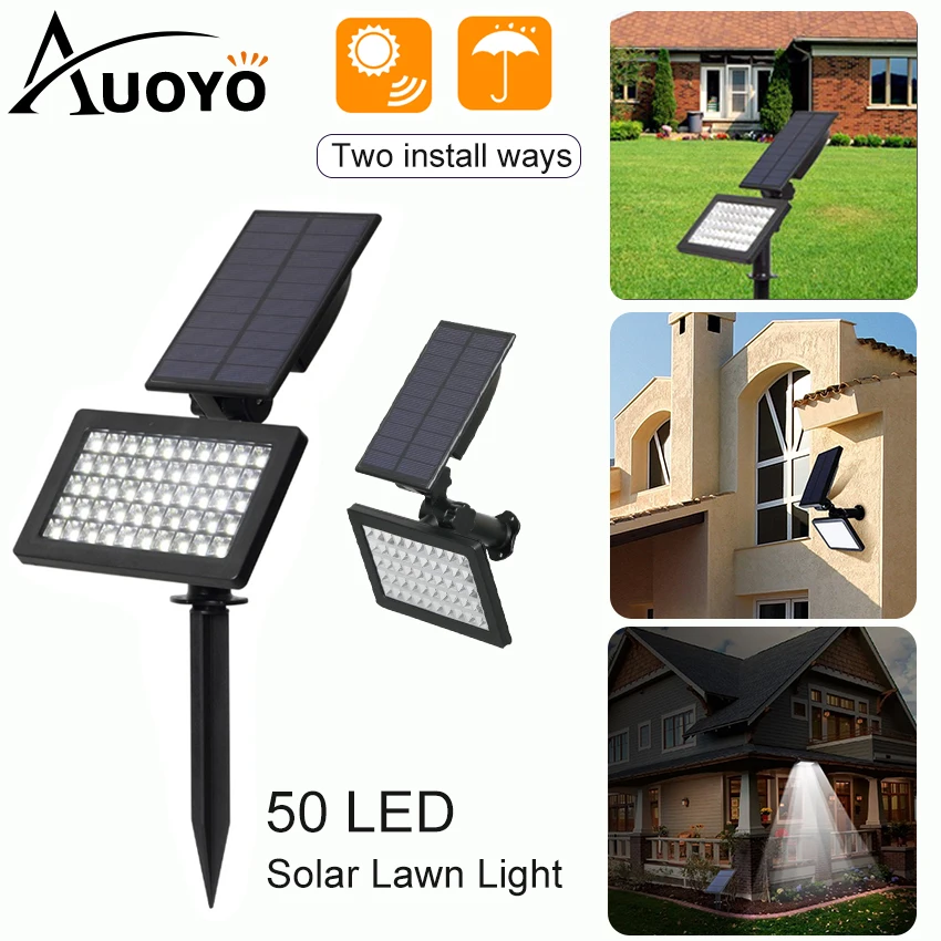 

Auoyo Solar Light Outdoor Lighting 50 LED Solar Spotlight IP65 Waterproof Security Lawn Light with Automatic On / Off Function