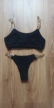 Chain Swimsuit Bikini-Set Bandeau Sexy Women Summer Biquini Peachtan Female Mellatic